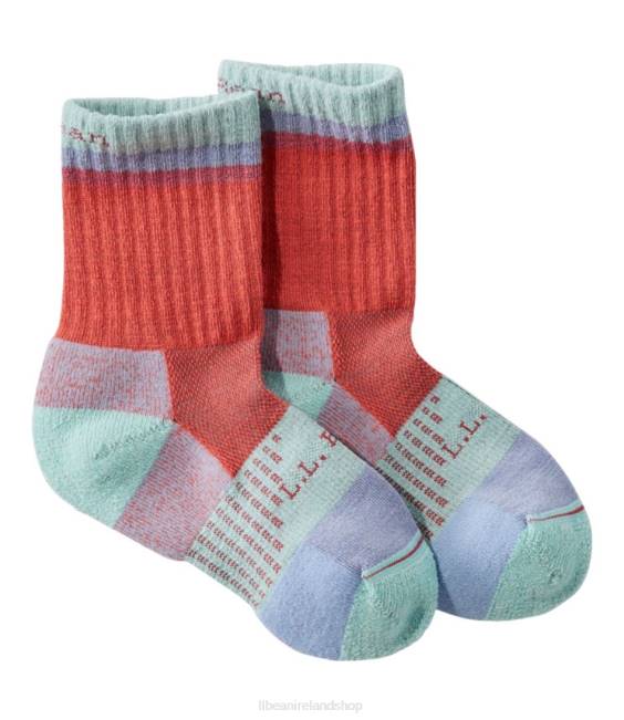 L.L.Bean Athletic Crew Socks Kids J46J5738 Footwear Ember/Aqua Tint