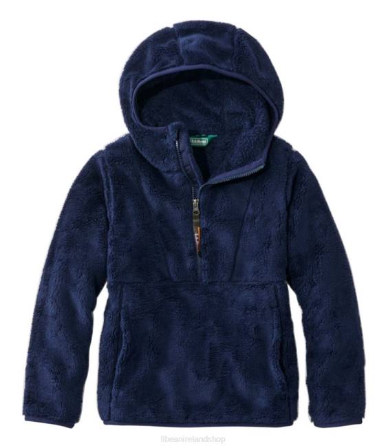 L.L.Bean Hi-Pile Fleece Hooded Pullover Kids J46J3476 Outerwear Bright Navy