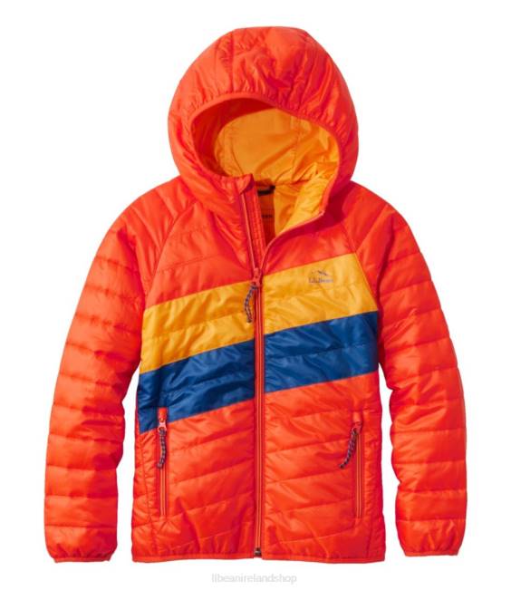 L.L.Bean Primaloft Packaway Hooded Jacket Kids J46J874 Outerwear Orange/Guide Gold