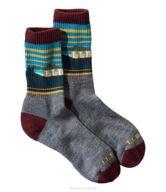 L.L.Bean Katahdin Hiker Socks Men J46J4688 Accessories Gray Heather/Deep Rosewood