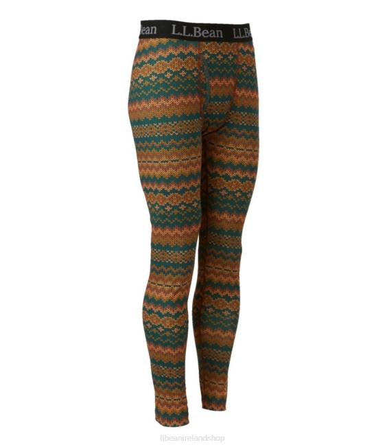 L.L.Bean Lightweight Base Layer Pants Men J46J3585 Clothing Warm Umber Fair Isle