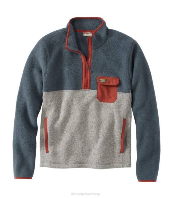 L.L.Bean Sweater Fleece Sherpa Hybrid Pullover Men J46J3653 Clothing Rangeley Blue/Woodsmoke