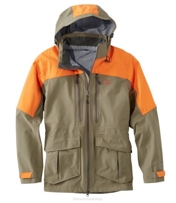L.L.Bean Tek Upland Waterproof Jacket Men J46J3690 Outdoor Equipment Dark Mushroom/Hunter Orange