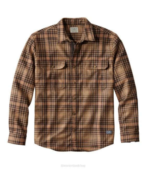 L.L.Bean Maine Guide Lightweight Merino Wool Flannel Shirt Men J46J158 Outdoor Equipment Barley Plaid