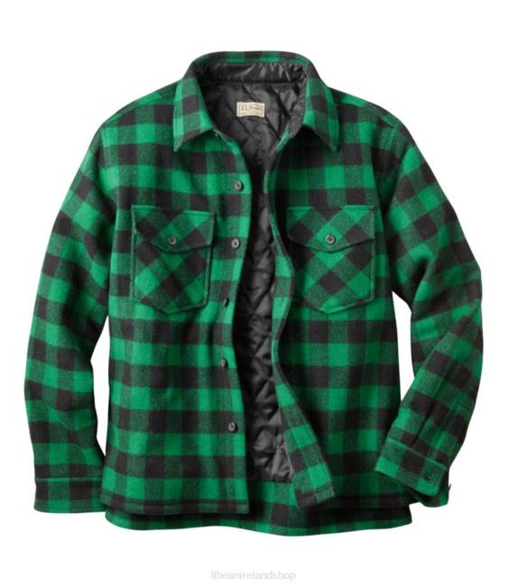 L.L.Bean Maine Guide Shirt with PrimaLoft Men J46J1255 Outdoor Equipment Green/Black
