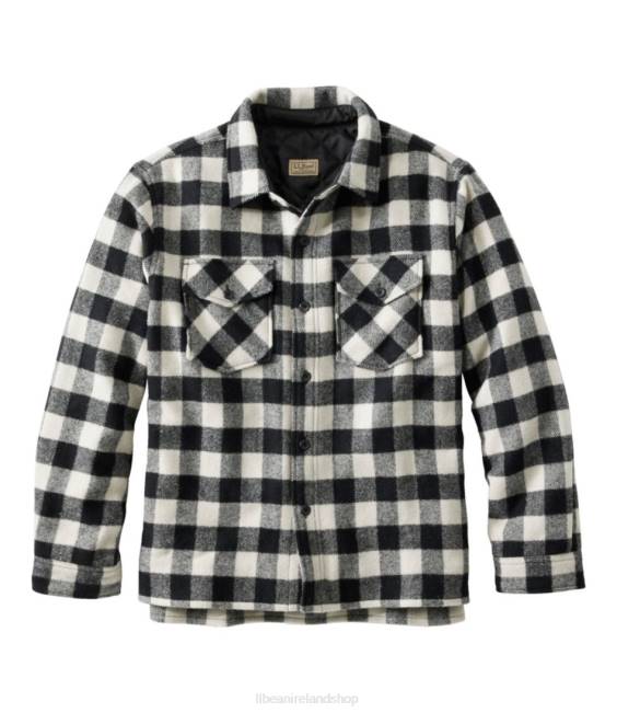 L.L.Bean Maine Guide Shirt with PrimaLoft Men J46J6134 Outdoor Equipment Cream/Black