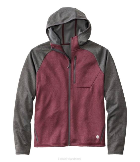 L.L.Bean Mountain Fleece Full-Zip Hoodie Men J46J522 Outerwear Alloy Gray/Burgundy