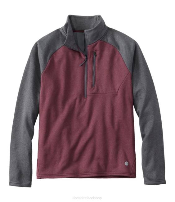 L.L.Bean Mountain Fleece Half-Zip Men J46J556 Outerwear Alloy Gray/Burgundy