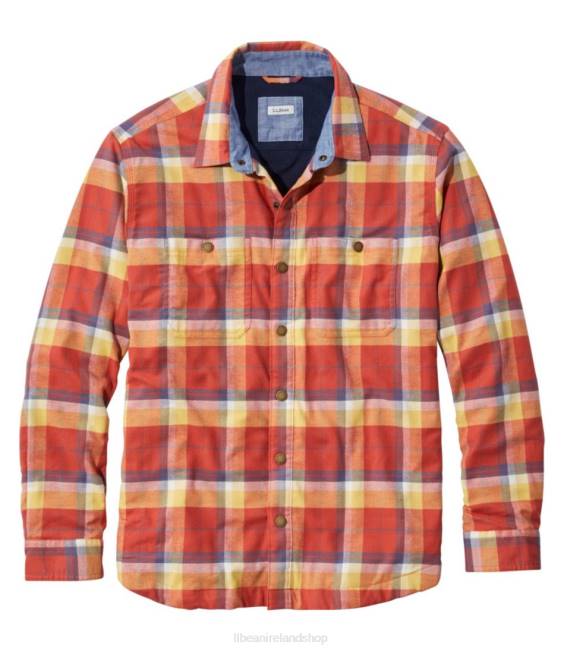 L.L.Bean BeanFlex All-Season Flannel Men J46J4952 Clothing Orange Spice