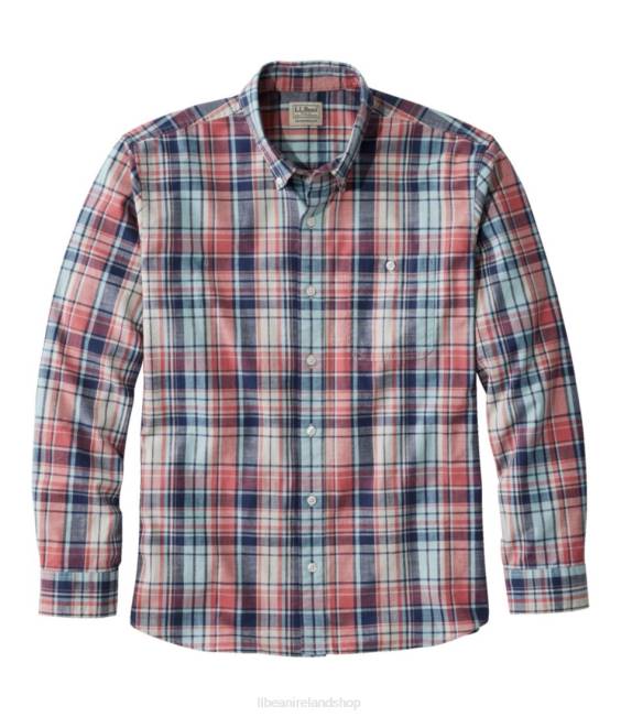 L.L.Bean Comfort Stretch Chambray Shirt Men J46J7199 Clothing Mineral Red