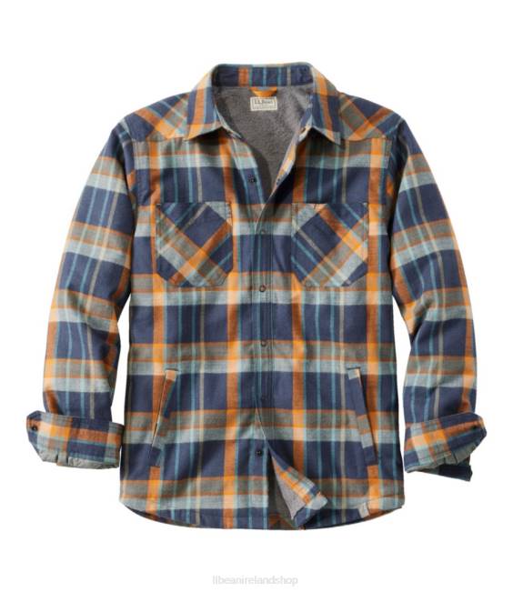 L.L.Bean Katahdin Performance Flannel Shirt-Jacket Men J46J5047 Clothing Carbon Navy/Dark Amber