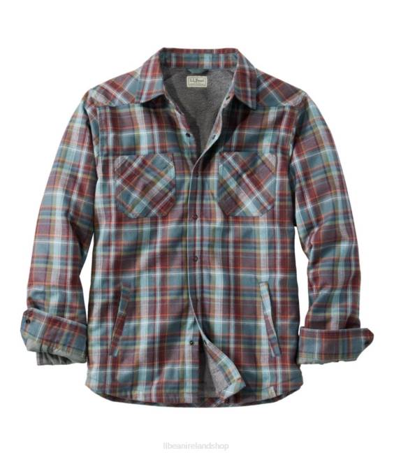 L.L.Bean Katahdin Performance Flannel Shirt-Jacket Men J46J753 Clothing Deep Wine/Rangeley Blue