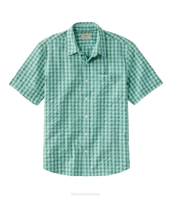L.L.Bean Organic Cotton Seersucker Shirt Men J46J210 Clothing Pale Turquoise