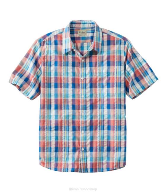L.L.Bean Organic Cotton Seersucker Shirt Men J46J3100 Clothing Bluebell