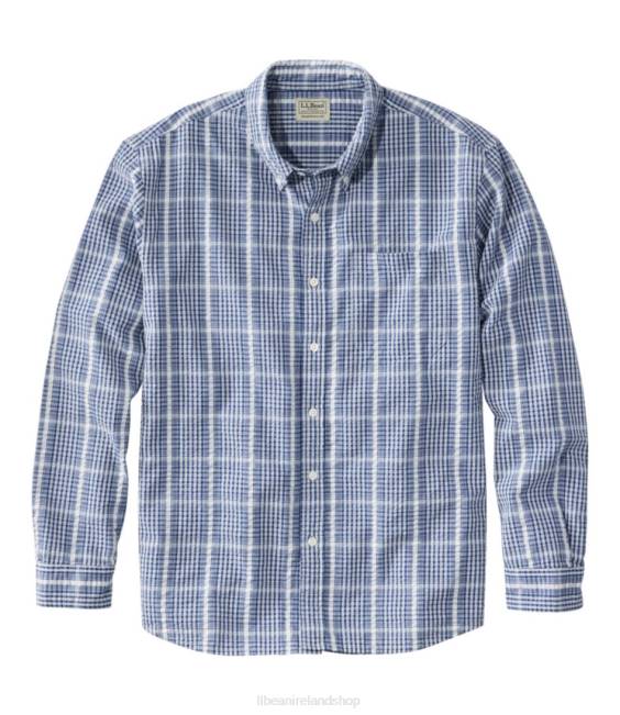 L.L.Bean Organic Cotton Seersucker Shirt Men J46J4767 Clothing True Navy
