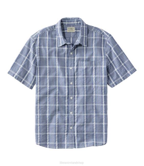 L.L.Bean Organic Cotton Seersucker Shirt Men J46J5761 Clothing True Navy