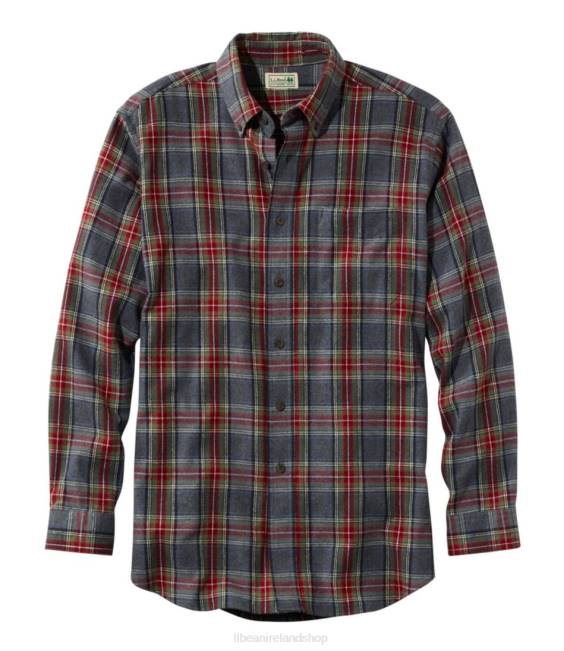 L.L.Bean Scotch Plaid Flannel Shirt Men J46J4930 Clothing Grey Stewart