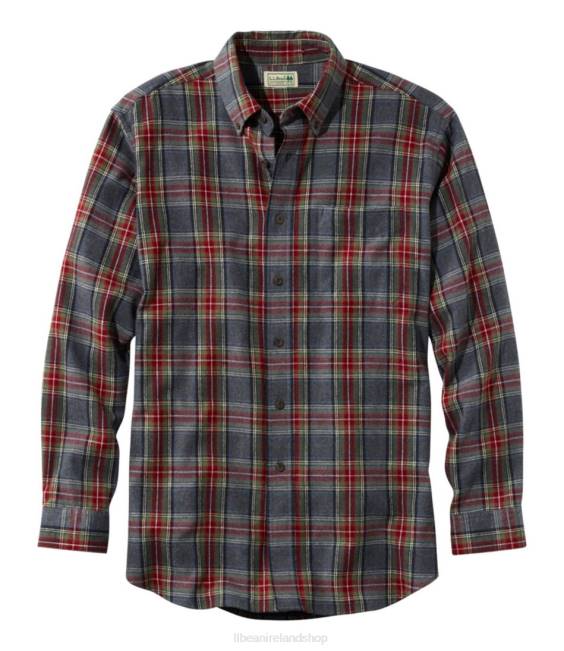 L.L.Bean Scotch Plaid Flannel Shirt Men J46J5674 Clothing Grey Stewart