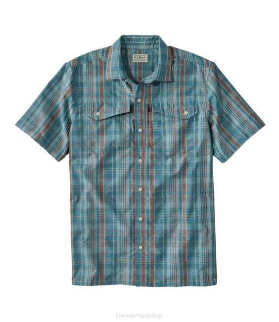 L.L.Bean SunSmart Cool Weave Shirt Short-Sleeve Men J46J7031 Clothing Dark Lagoon/Dark Barley