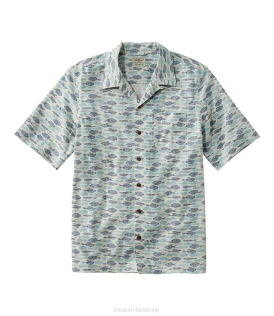 L.L.Bean Tropics Shirt Men J46J7174 Clothing Silver Birch Fish