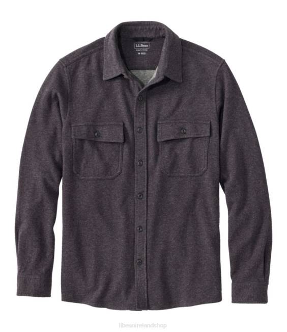 L.L.Bean x Double L Washed Cotton Double-Knit Chamois Shirt Men J46J481 Clothing Midnight Black Heather