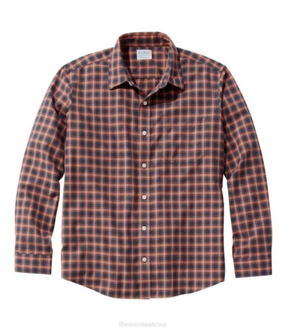 L.L.Bean Wrinkle-Free Ultrasoft Brushed Cotton Shirt Men J46J4694 Clothing Faded Orange