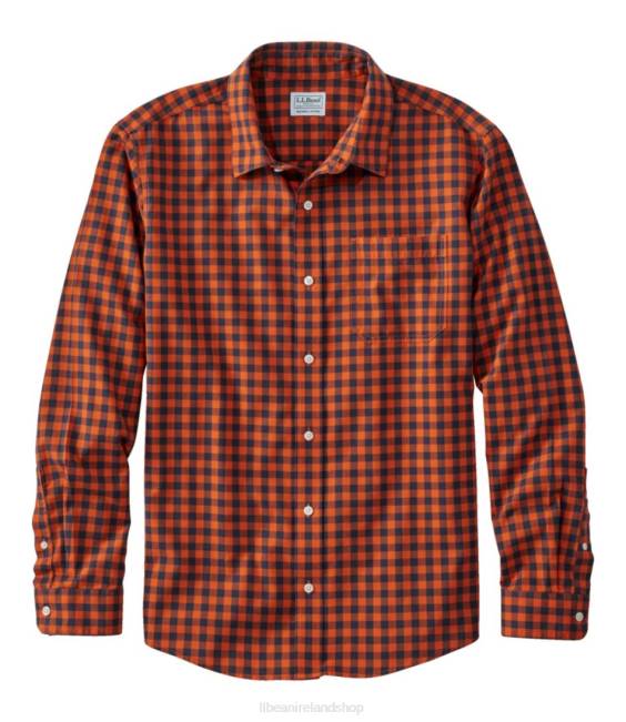 L.L.Bean Wrinkle-Free Ultrasoft Brushed Cotton Shirt Men J46J6960 Clothing Peak Orange