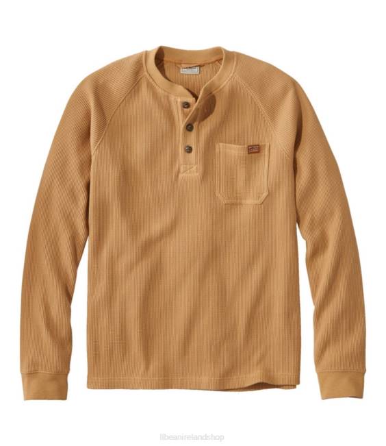 L.L.Bean BeanBuilt Waffle Henley Men J46J497 Clothing Barley