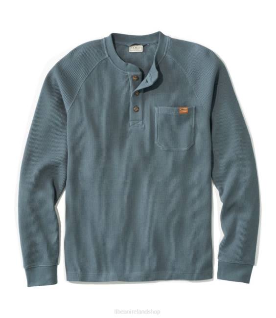 L.L.Bean BeanBuilt Waffle Henley Men J46J5932 Clothing Rangeley Blue