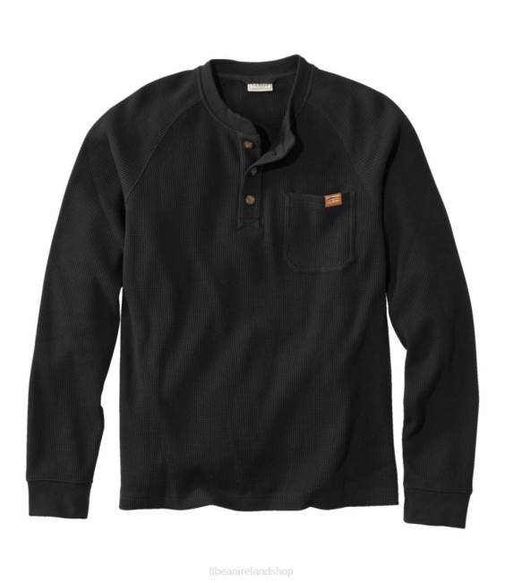 L.L.Bean BeanBuilt Waffle Henley Men J46J7301 Clothing Midnight Black