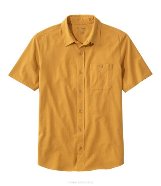 L.L.Bean Lakewashed Organic Cotton Button-Front Shirt Men J46J3155 Clothing Warm Gold