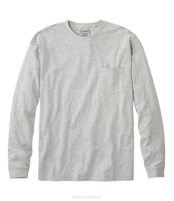 L.L.Bean Carefree Unshrinkable Tee with Pocket Men J46J3152 Clothing Gray Heather