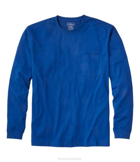 L.L.Bean Carefree Unshrinkable Tee with Pocket Men J46J4757 Clothing Ocean Blue