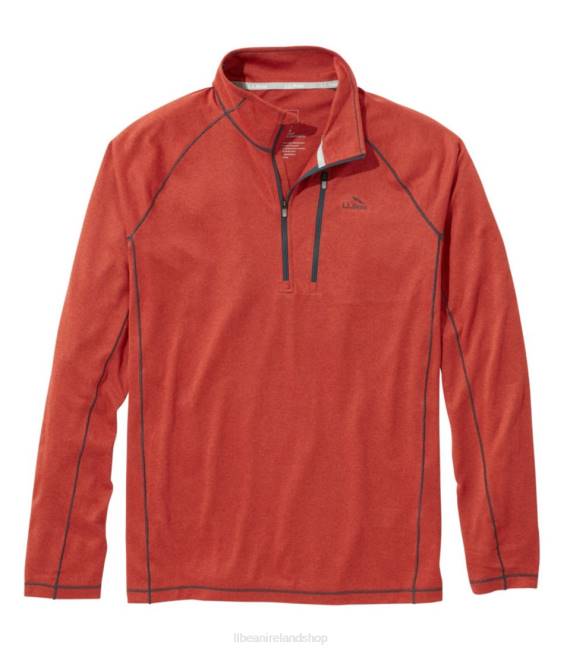 L.L.Bean Quick Dry Trail Tee 1/4 Zip Men J46J4792 Clothing Red Ochre