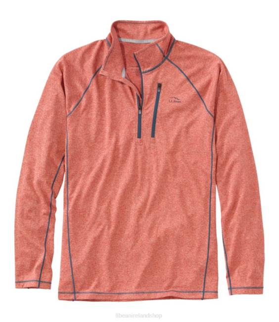 L.L.Bean Quick Dry Trail Tee 1/4 Zip Men J46J6962 Clothing Light Mahogany