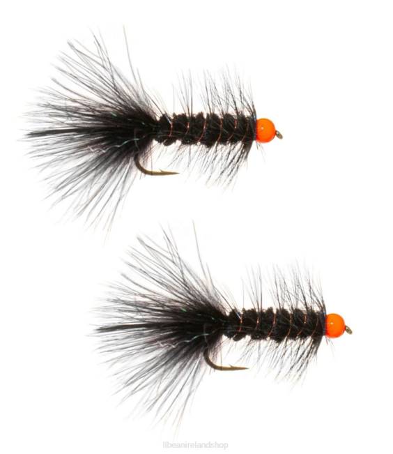 L.L.Bean Hot Bead Bugger 2-Pack Unisex J46J4135 Fishing Black/Fluorescent Orange