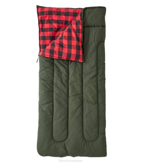 L.L.Bean Flannel Lined Camp Sleeping Bag Unisex J46J3844 Outdoor Equipment Deep Loden/Buffalo Plaid