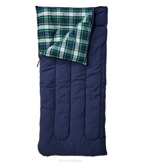 L.L.Bean Flannel Lined Camp Sleeping Bag Unisex J46J6120 Outdoor Equipment Bright Navy/Dress Gordon