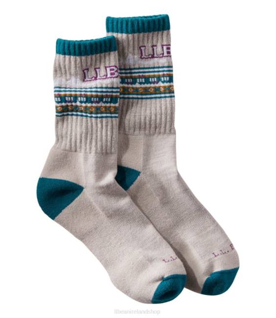 L.L.Bean Katahdin Hiker Mountain Classic Socks Women J46J3793 Accessories Stone/Warm Teal Mountain Classic