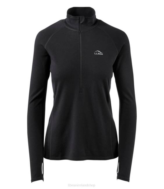 L.L.Bean Cresta Midweight 250 T-Zip Top Women J46J758 Clothing Dark Black