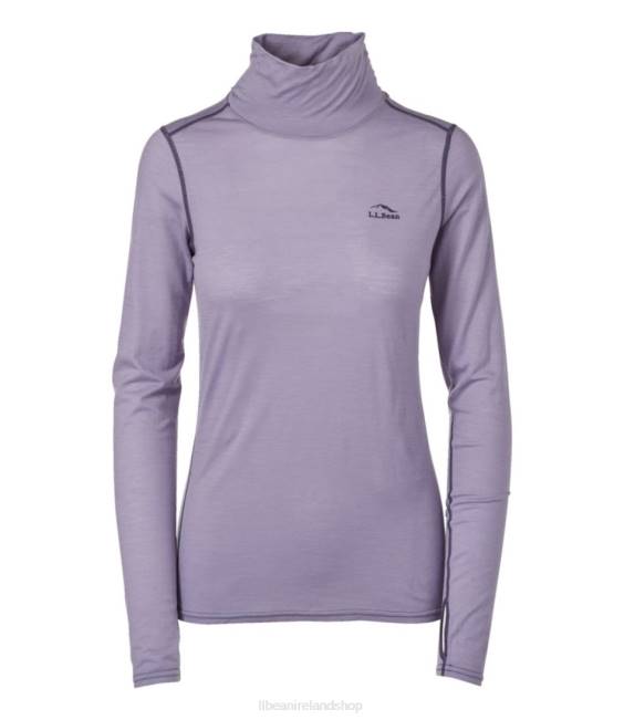 L.L.Bean Cresta Wool Ultralight 150 Turtleneck Women J46J601 Clothing Faded Periwinkle