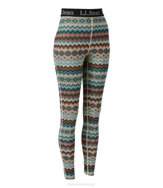 L.L.Bean Lightweight Base Layer Pants Women J46J4982 Clothing Silver Birch Fair Isle