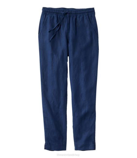 L.L.Bean Premium Linen Breezy Pull-On Ankle Pants Women J46J88 Clothing Classic Navy