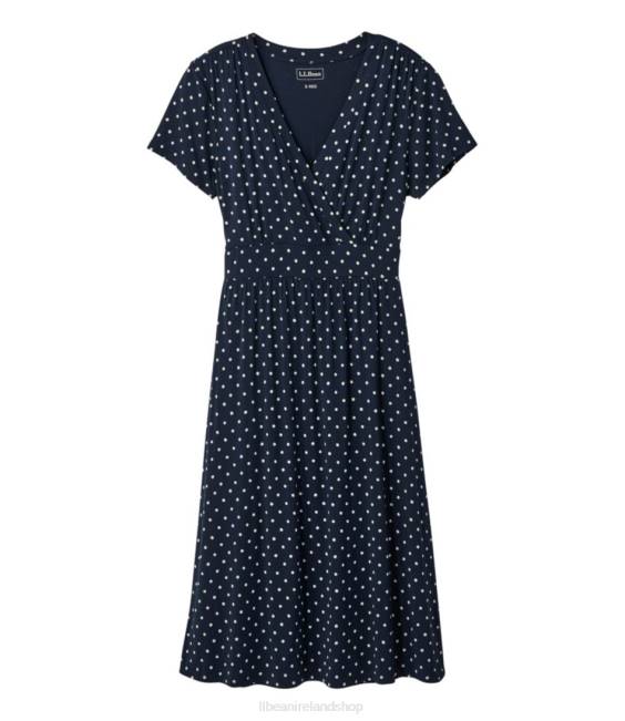 L.L.Bean Summer Knit Dress Women J46J3002 Clothing Classic Navy Dot