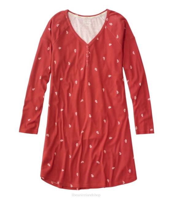 L.L.Bean Restorative Sleepwear Women J46J3529 Clothing Deep Coral Print