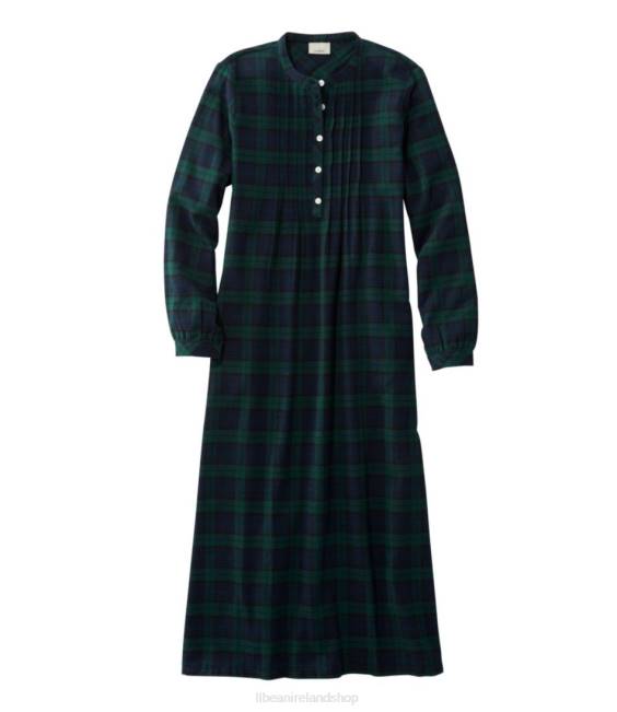L.L.Bean Scotch Plaid Flannel Nightgown Women J46J3336 Clothing Black Watch