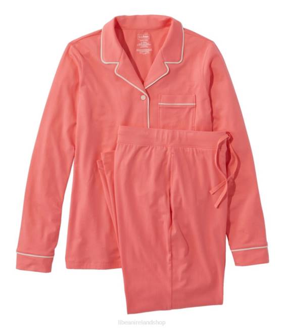 L.L.Bean Super-Soft Shrink-Free Pajama Set Women J46J396 Clothing Peach Sherbet