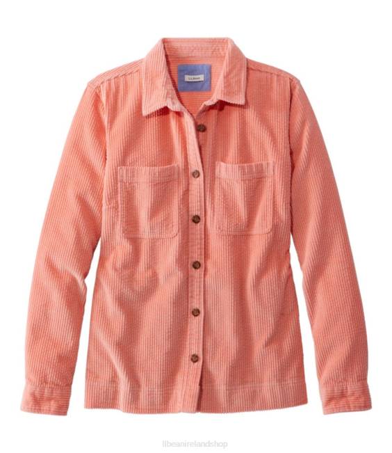 L.L.Bean Comfort Corduroy Relaxed Shirt Women J46J5668 Clothing Warm Coral