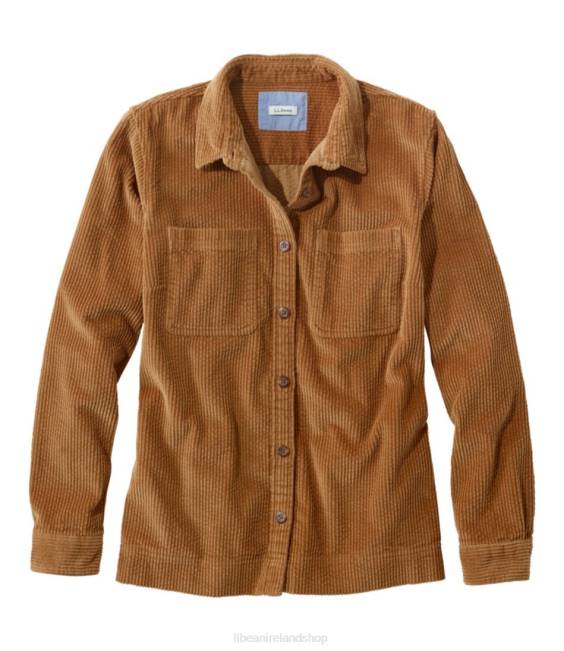 L.L.Bean Comfort Corduroy Relaxed Shirt Women J46J6411 Clothing Saddle
