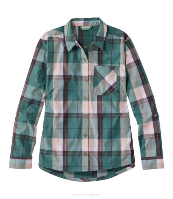 L.L.Bean Everyday SunSmart Woven Shirt Long-Sleeve Women J46J3207 Clothing Soft Spruce/Raisin Brown